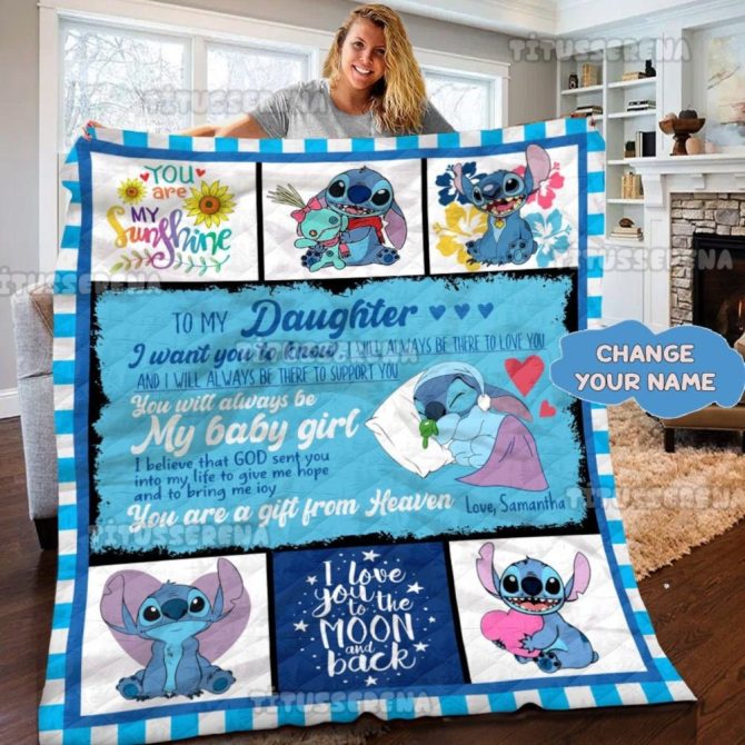 Personalized Daughter Blanket - Cute Cartoon Design, Custom Name, Perfect Gift For Her