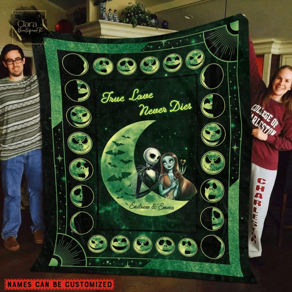 Nightmare Before Christmas Customizable True Love Never Dies Blanket – Perfect Halloween Gift!