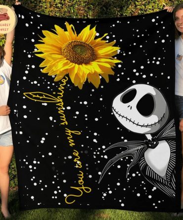 Nightmare Before Christmas  Cozy Sunflower & Skeleton Blanket – Perfect Gift For Fans, Soft Fleece Throw