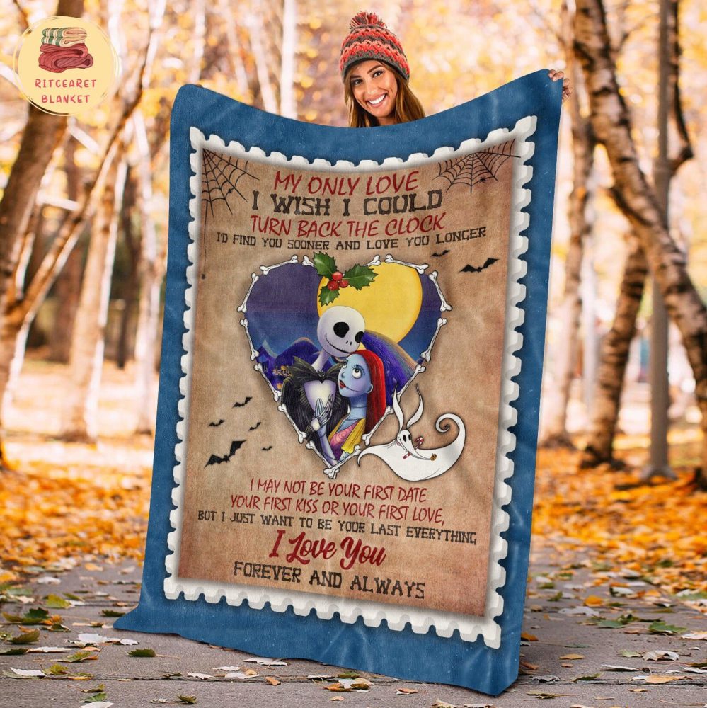 Nightmare Before Christmas Cozy Love Blanket – Romantic Quote & Design For Couples, Perfect Gift
