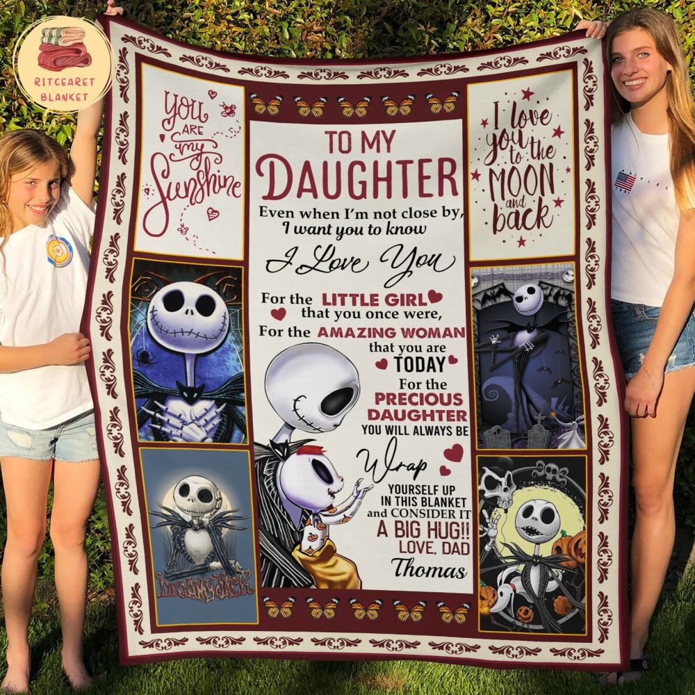 Nightmare Before Christmas Cozy Personalized Daughter Blanket - Heartfelt Gift With Beloved Characters For Warmth & Love