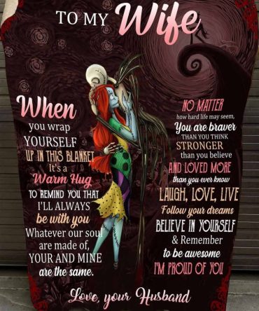 Nightmare Before Christmas  Cozy Romantic Wife Blanket - Perfect Gift With Heartfelt Message From Husband