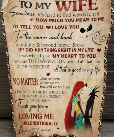Nightmare Before Christmas  Romantic Wife Blanket Gift - 'To The Moon & Back' Love Message For Her