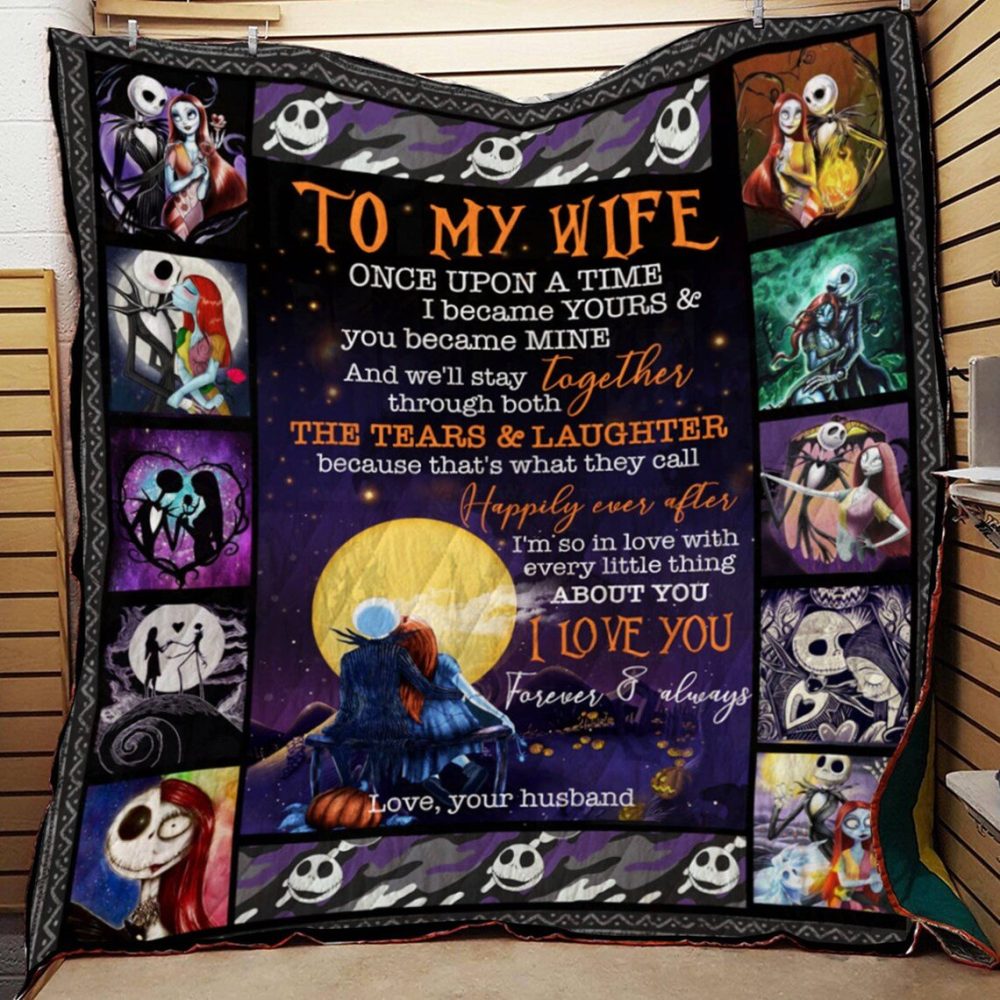 Nightmare Before Christmas Romantic 'To My Wife' Blanket - Perfect Gift For Her With Heartfelt Message