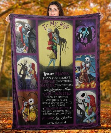 Nightmare Before Christmas Romantic Wife Blanket - Inspirational Gift With Love Quotes & Art Design - Cozy & Thoughtful Present