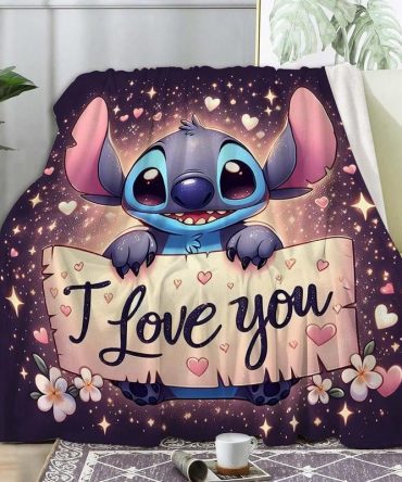 Cozy 'I Love You' Blanket With Cute Cartoon Design – Perfect Gift For Loved Ones