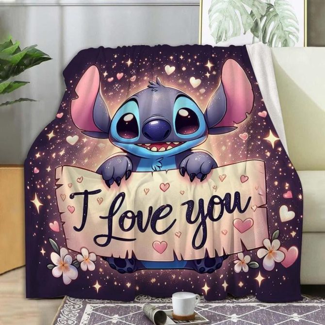 Cozy 'I Love You' Blanket With Cute Cartoon Design – Perfect Gift For Loved Ones