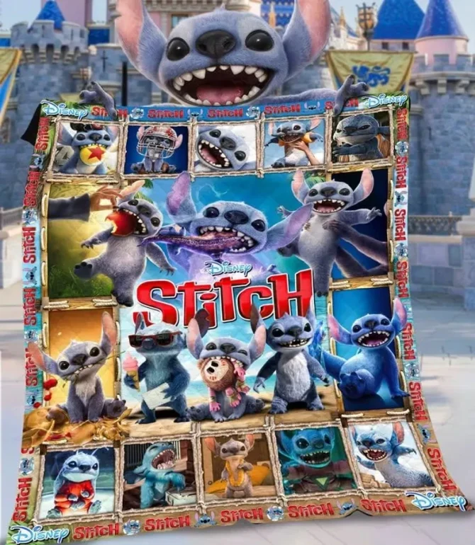 Cozy Disney Stitch Fleece Blanket - Colorful Cartoon Fun For Kids & Fans