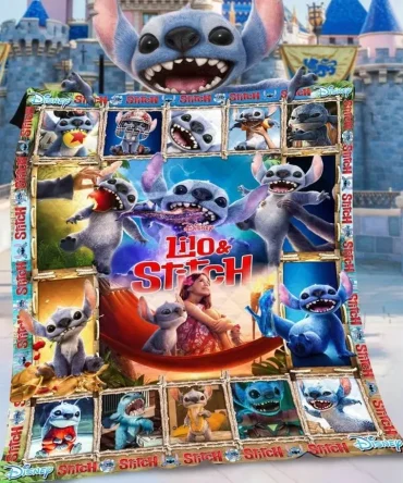 Cozy Disney Lilo & Stitch Fleece Blanket - Vibrant Design For Kids & Adults