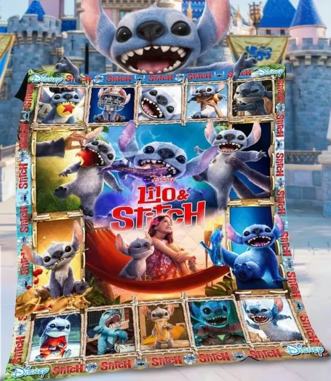 Cozy Disney Lilo & Stitch Fleece Blanket - Vibrant Design For Kids & Adults