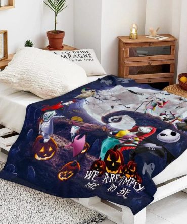 Nightmare Before Christmas Cozy Halloween Blanket - Spooky Night Design With Pumpkins & Ghosts - Perfect For Fall Decor