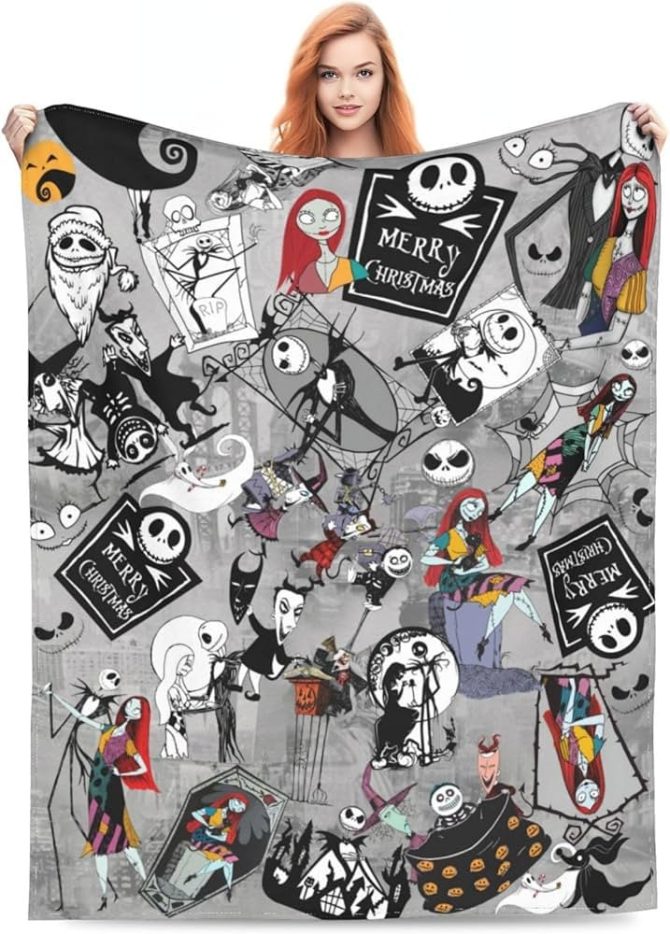 Cozy Nightmare Before Christmas Fleece Blanket - Perfect Gift For Fans!