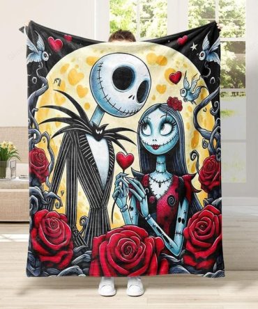 Nightmare Before Christmas  Cozy Gothic Cartoon Throw Blanket - Perfect Gift For Fans & Home Decor