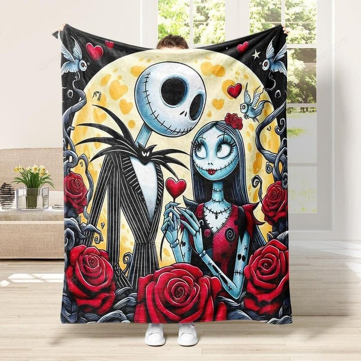 Nightmare Before Christmas Cozy Gothic Cartoon Throw Blanket - Perfect Gift For Fans & Home Decor