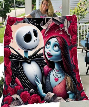Nightmare Before Christmas  Cozy Gothic Couple Blanket - Soft, Vibrant Design For Horror Fans, Perfect Gift Idea