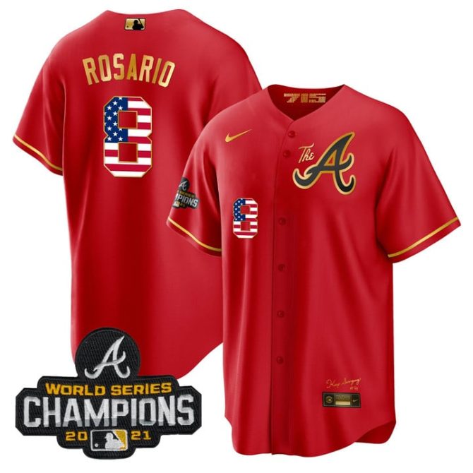 Limited Edition Atlanta Braves Ws Champs Jersey - Red, Player #8, Celebrate In Style!
