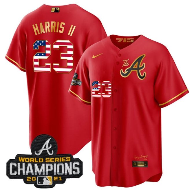 Limited Edition Red Atlanta Baseball Jersey - World Series Champions 2021 - Patriotic Design