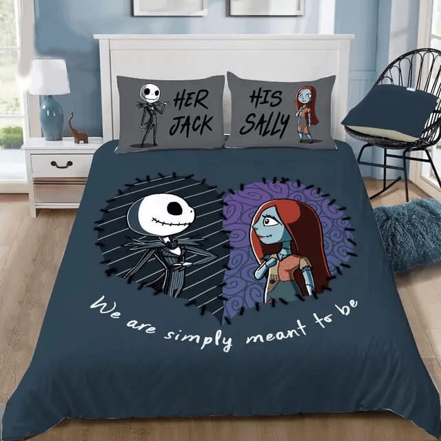 Enchanting Jack & Sally Bedding Set – Cozy Halloween Romance Decor For Couples