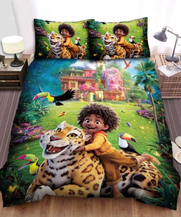 Kids' Magical Jungle Adventure Duvet Set - Vibrant Cartoon Design Bedding For Cozy Nights
