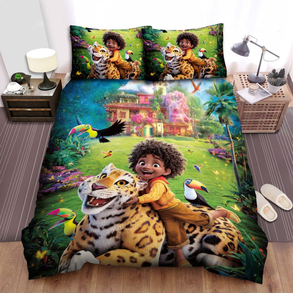 Kids' Magical Jungle Adventure Duvet Set - Vibrant Cartoon Design Bedding For Cozy Nights