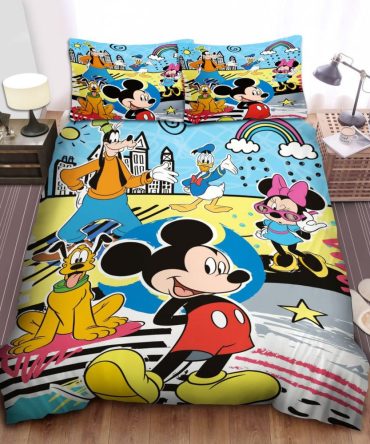 Disney Mickey & Friends Kids Bedding Set - Vibrant Cartoon Comforter With Pillowcases