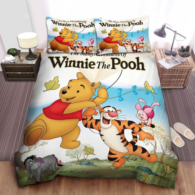 Cozy Winnie The Pooh Bedding Set – Twin/Full Size For Kids , Disney Comforter & Pillowcases