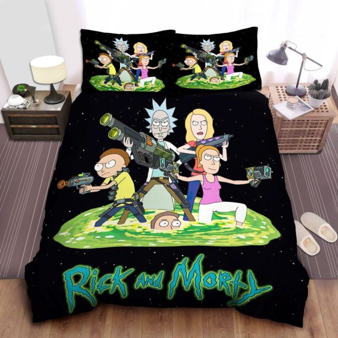Rick And Morty Galaxy Adventure Bedding Set - Soft, Comfy, And Vibrant For Fans! Twin/Full/Queen Sizes Available