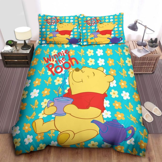 Cozy Winnie The Pooh Floral Bedding Set - Brighten Your Bedroom With Disney Magic!