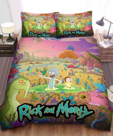 Rick And Morty Galaxy Adventure Bedding Set - Cozy Cartoon Comfort For Fans
