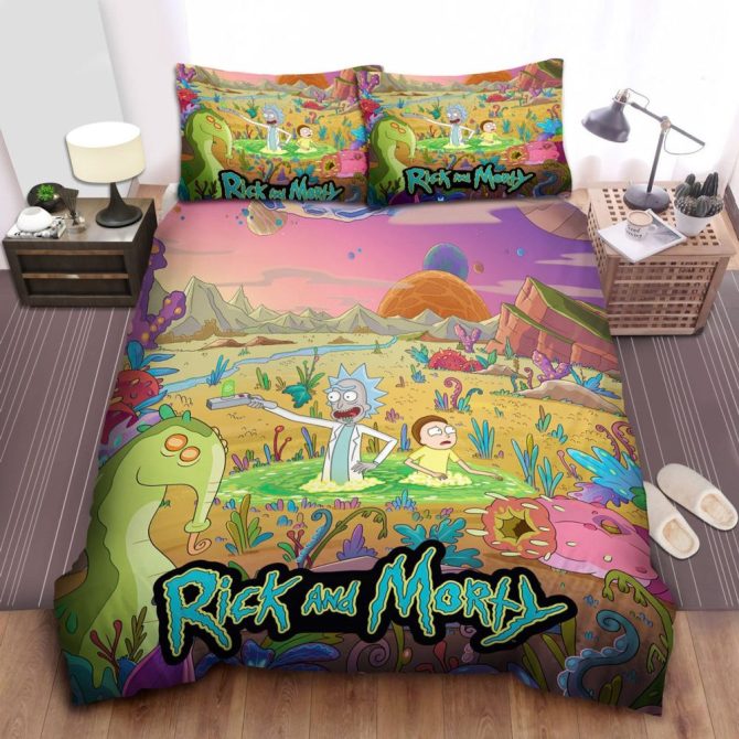 Rick And Morty Galaxy Adventure Bedding Set - Cozy Cartoon Comfort For Fans