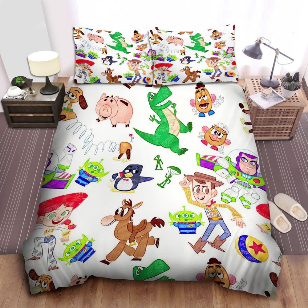 Toy-Themed Kids Bedding Set – Fun & Colorful Cartoon Characters – Twin/Full Size