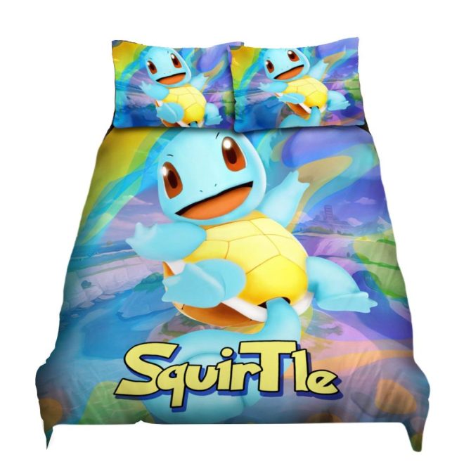 Cozy Squirtle Bedding Set For Kids – Vibrant Pokémon Comforter & Pillowcases
