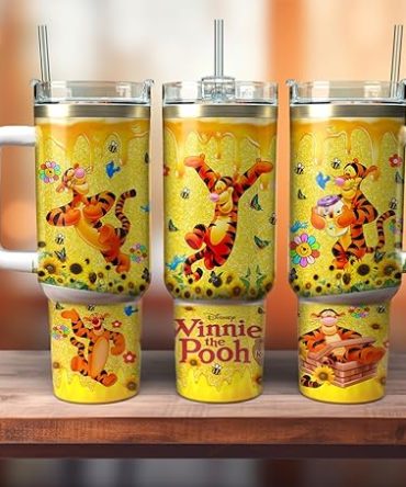 Disney Winnie The Pooh Tigger Tumbler With Handle & Straw - 20Oz Insulated Cup For Hot & Cold Drinks