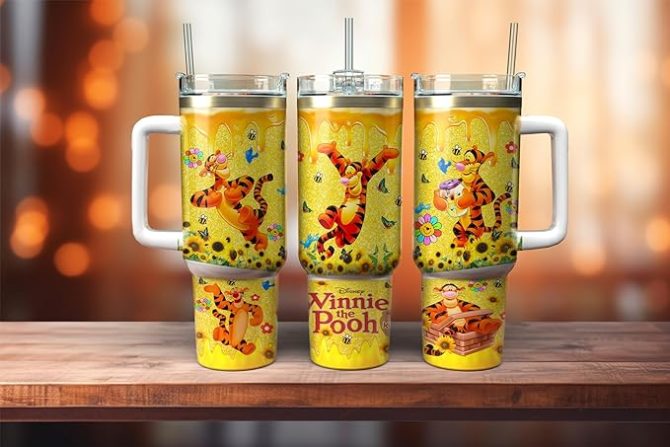 Disney Winnie The Pooh Tigger Tumbler With Handle & Straw - 20Oz Insulated Cup For Hot & Cold Drinks