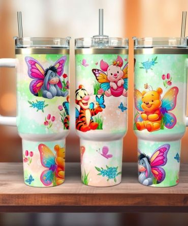 Colorful Cartoon Butterfly Tumblers With Handle & Straw - Perfect Gift For Kids & Adults