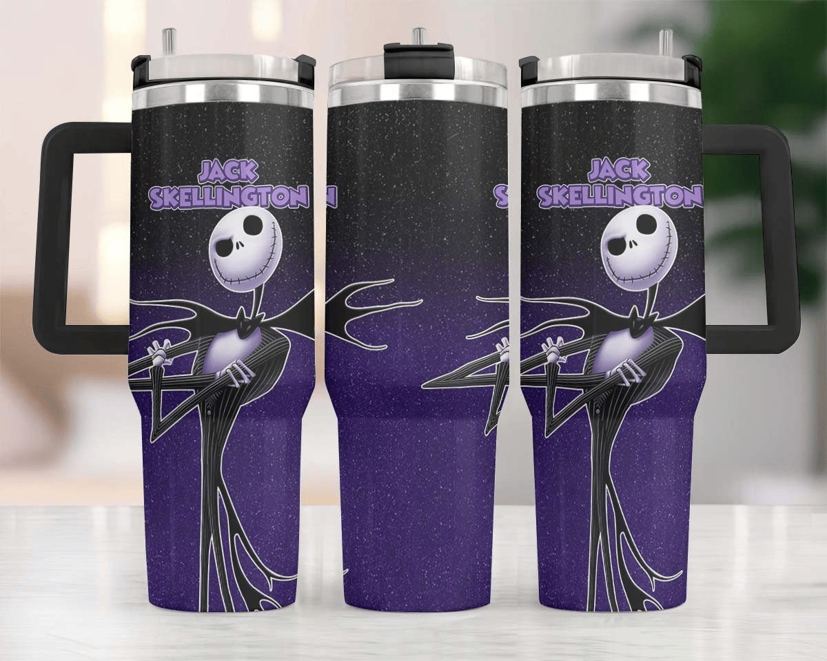 Jack Skellington Tumbler - Insulated 20Oz Travel Mug With Handle - Nightmare Before Christmas Gift