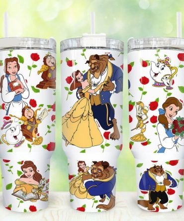 Beauty And The Beast Insulated Travel Mug – Double Wall Tumbler With Straw, 20Oz