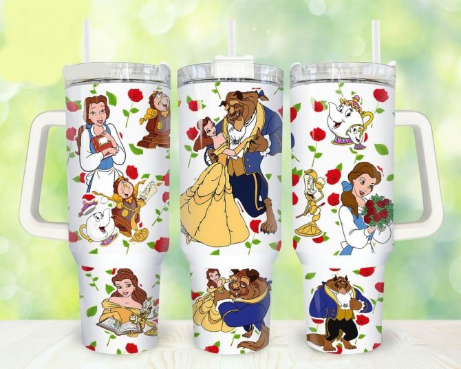 Beauty And The Beast Insulated Travel Mug – Double Wall Tumbler With Straw, 20Oz