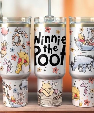 Charming Winnie The Pooh Tumbler Set With Handle & Straw – Perfect Gift For Disney Fans