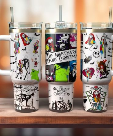Nightmare Before Christmas Tumbler Mug - Insulated, Handle & Straw, Perfect Gift For Fans