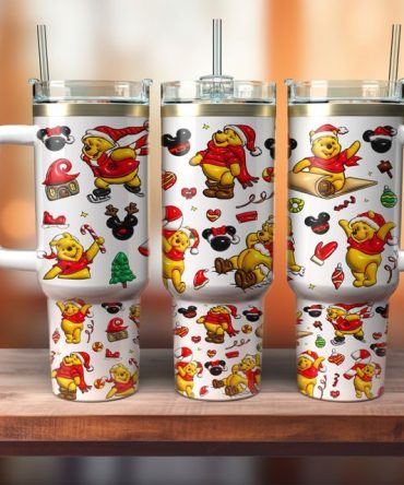 Festive Bear Insulated Travel Mug With Straw – Double-Walled Stainless Steel, 32Oz – Perfect Holiday Gift!