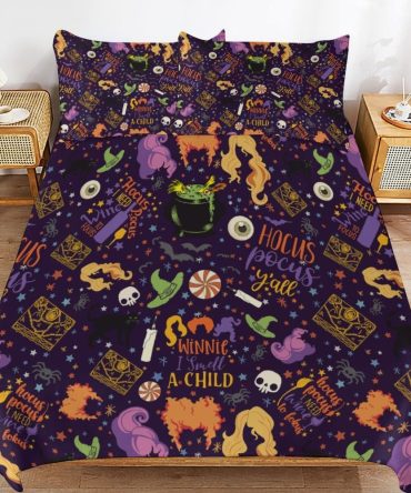 Hocus Pocus Halloween Bedding Set - Witchy Design, Cozy & Fun For Magical Nights