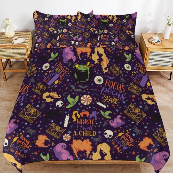 Hocus Pocus Halloween Bedding Set - Witchy Design, Cozy & Fun For Magical Nights