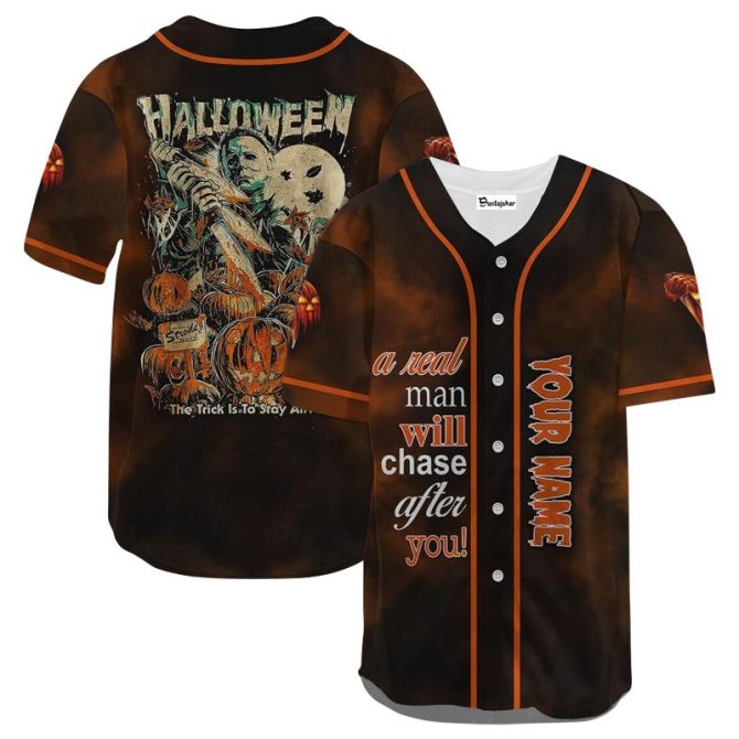 Custom Halloween Baseball Jersey - Spooky Pumpkin & Horror Design - Perfect For October Festivities