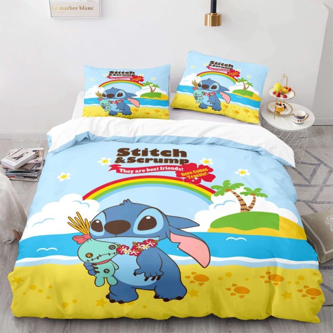 Stitch & Scrump Kids Bedding Set - Colorful Cartoon Comforter & Pillowcases