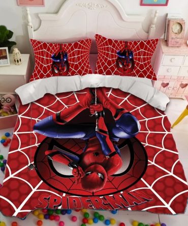 Kids' Spider Hero Bedding Set - Cozy Twin Duvet Cover & Pillowcases - Vibrant Web Design