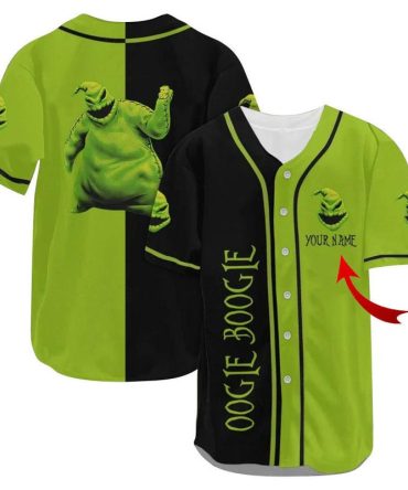 Custom Oogie Boogie Baseball Jersey - Personalized Halloween Gift, Green & Black Design