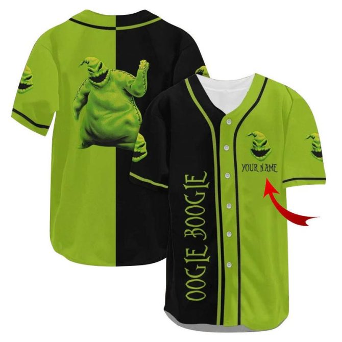 Custom Oogie Boogie Baseball Jersey - Personalized Halloween Gift, Green & Black Design