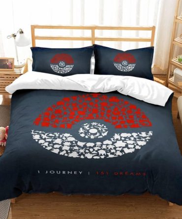 Pokémon-Themed Bedding Set: Soft Microfiber Comforter & Pillowcases - Perfect Gift For Fans!