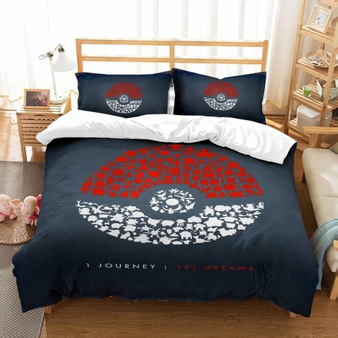 Pokémon-Themed Bedding Set: Soft Microfiber Comforter & Pillowcases - Perfect Gift For Fans!